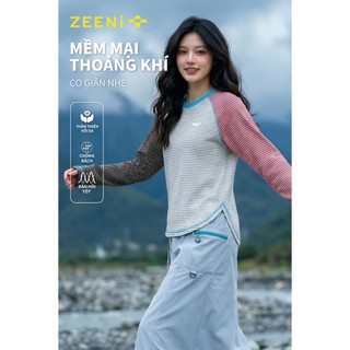 ZEENi 2 lựa chọn màu sắc Áo dài tay chống nắng thời trang dành cho nữ Áo nỉ Thể thao ngoài trời Chống tia UV áo sọc