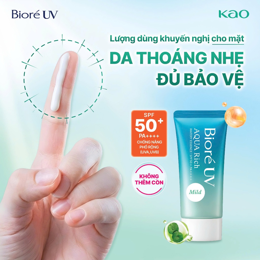 [Quà tặng không bán] Biore UV Aqua Rich Watery Mild Essence Chống Nắng Không Thêm Cồn Dịu Nhẹ 5.5g