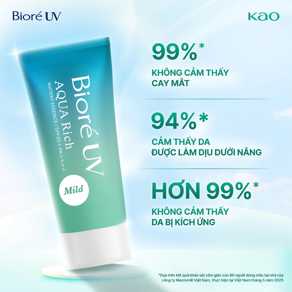 [Quà tặng không bán] Biore UV Aqua Rich Watery Mild Essence Chống Nắng Không Thêm Cồn Dịu Nhẹ 5.5g
