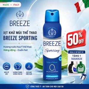 Xịt Khử Mùi Thể Thao Breeze Sporting 150ml – Hương Nước Hoa Ý – Khử Mùi 48h