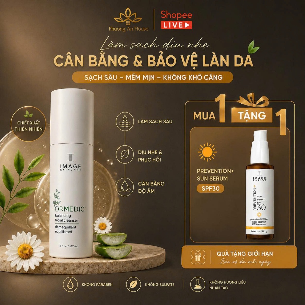 Sữa Rửa Mặt IMAGE Ormedic Balancing Facial Cleanser Làm Sạch Dịu Nhẹ Cân Bằng Da 177ml