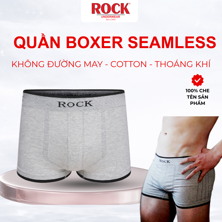 Quần lót nam cao cấp Boxer Seamless ROCK 516 không đường may cotton thấm hút, thoáng mát