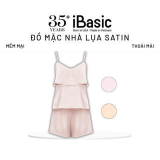 Đồ bộ mặc nhà nữ iBasic lụa satin quần đùi áo hai dây HOMW033-1