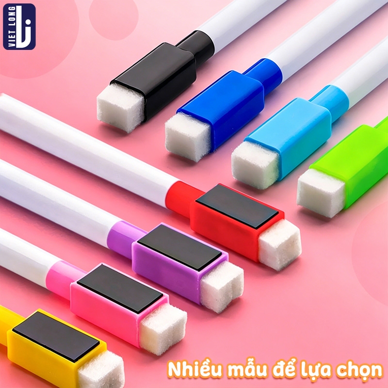 Bút Lông Viết Bảng - Combo 10 Cây 8 Màu Cho Bé Vẽ Tranh Sáng Tạo, Có Đầu Xóa Xóa Được Dễ Dàng Mực Không Dính Bảng Trắng