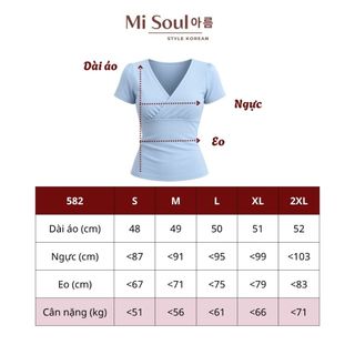 Áo Thun Cotton Bigsize Ôm Body Cổ Tim, Áo Nhún Ngực Cổ Chéo Co Giãn Basic Thoáng Mát MiSoul 582