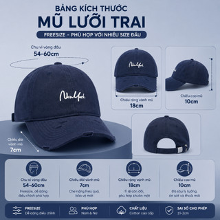 Mũ Lưỡi Trai Nam Nữ HAZIN Thêu Nổi Vintage, Mũ Kaki Form Cứng Unisex, Nón Kết Phong Cách Hàn Quốc