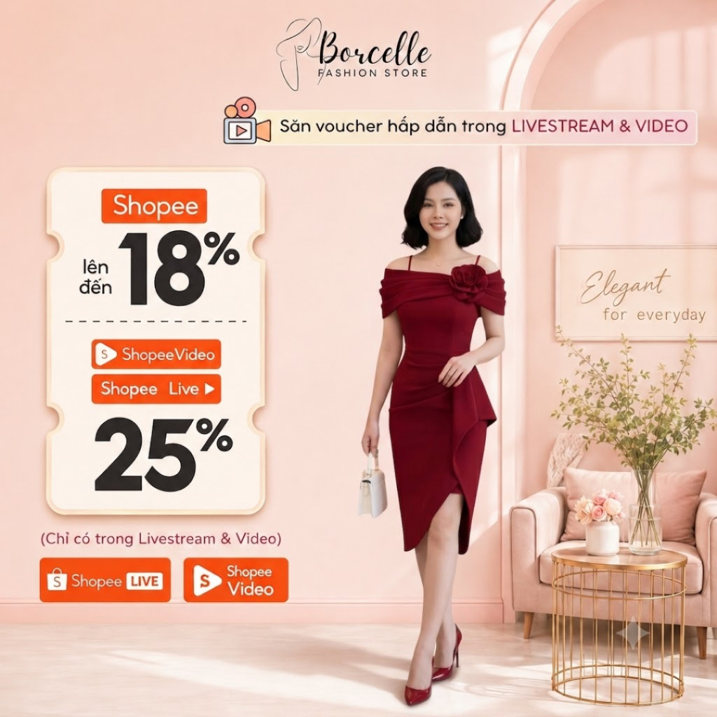 Váy Dự Tiệc Mẫu Trung Niên Bigsize - Đầm Dự Tiếc Đi Ăn Cưới Thiết Kế Sang Trọng Trễ Vai Đính Hoa TK5