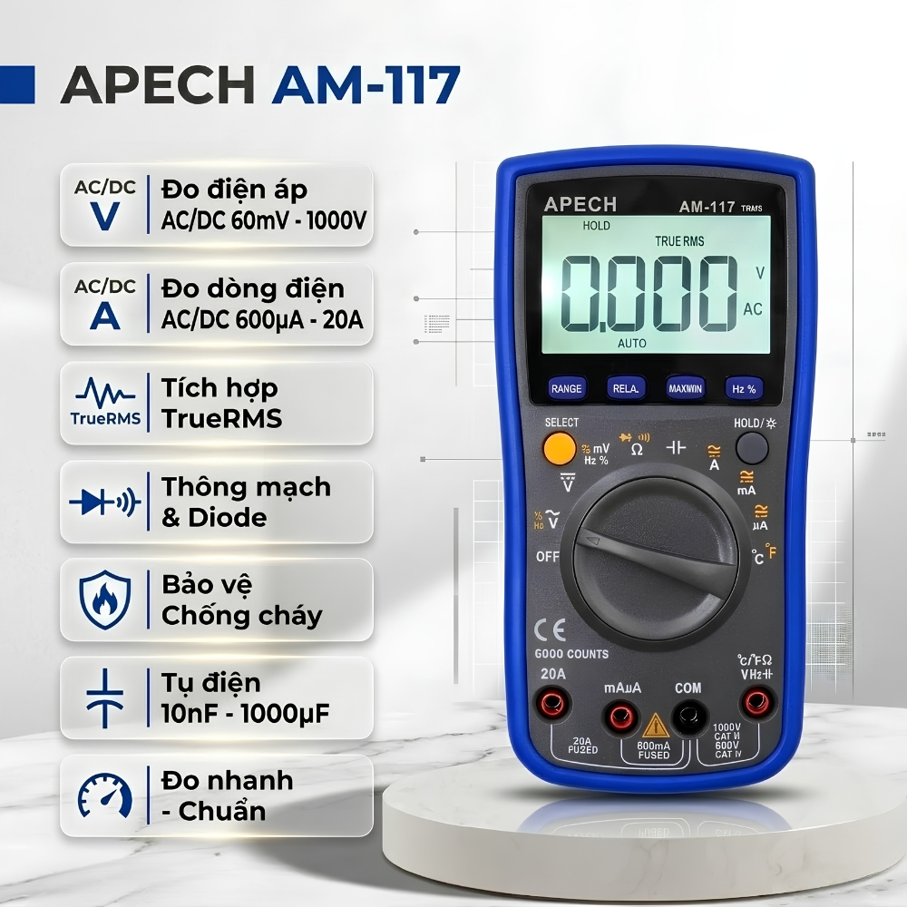 Đồng Hồ Vạn Năng Đo Điện APECH AM117 TrueRMS Cực Kỳ Chính Xác - Anh Phát