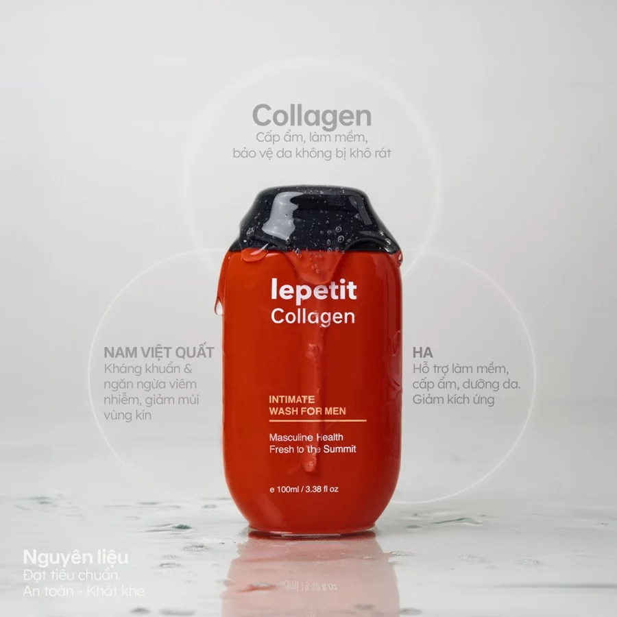 Chất lỏng chăm sóc nam Lepetit Collagen 100ml Hương thơm lâu dài, làm sạch sâu, mềm mại và mịn màng