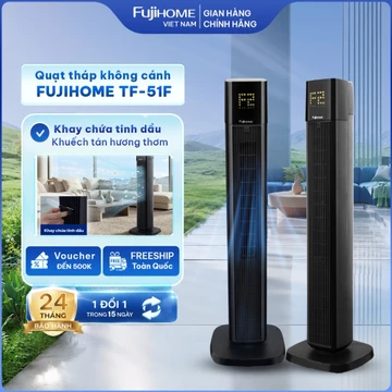 Quạt tháp cao cấp 3 chế độ làm mát Nhập Khẩu TF-51F FUJIHOME, Quạt điện cây đứng không cánh điều khiển từ xa gia đình