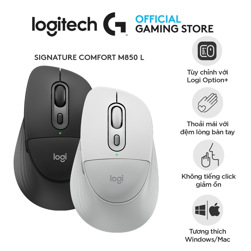 Logitech Signature Comfort Plus M850 L Wireless Mouse - Bluetooth, Palm ...