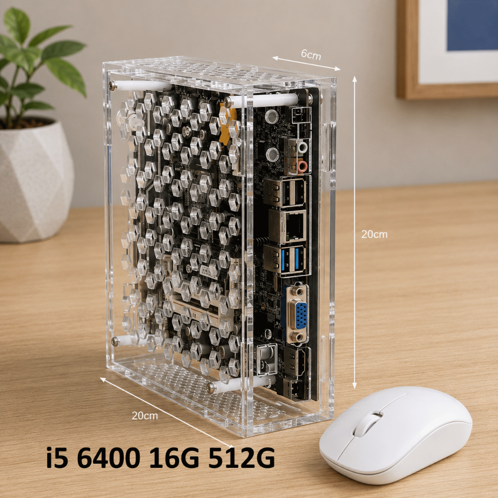 Máy Tính Mini PC Trong Suốt hỗ tợ i5 / i7 Gen 6 | RAM 16GB SSD 512GB | Vỏ Thoáng Khí - NEW - BH 12 tháng.