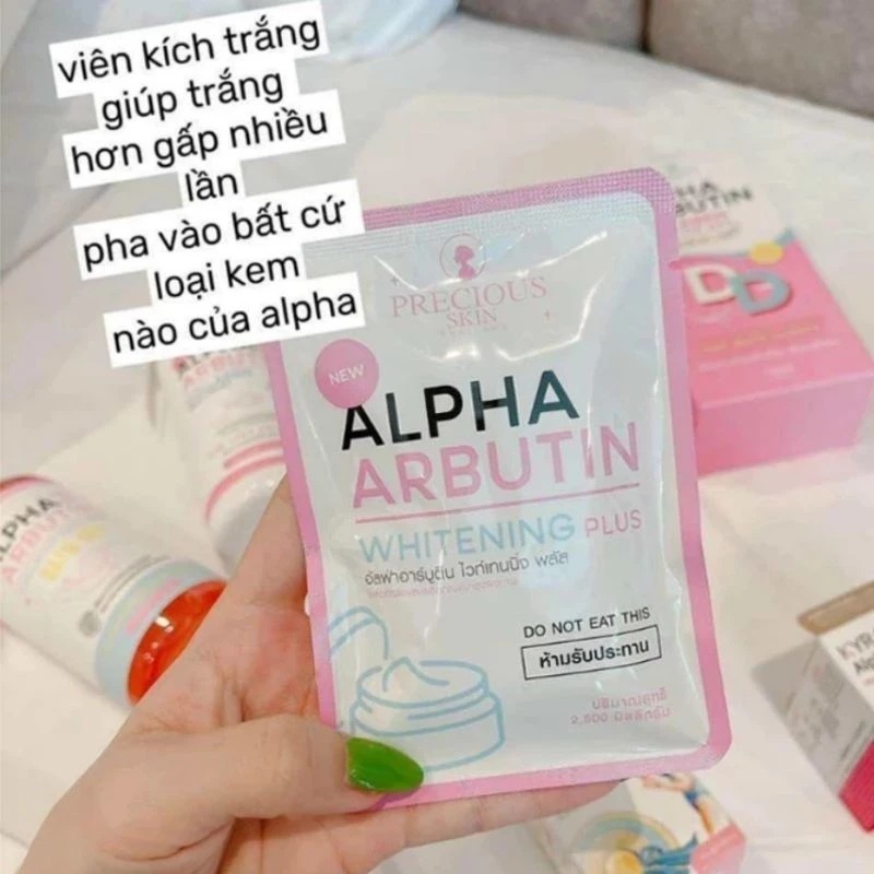 Vỉ 10 Viên Bột Kích Trắng Alpha Arbutin 3 Plus - Chuẩn Thái Đủ Loại