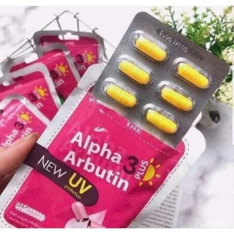 Vỉ 10 Viên Bột Kích Trắng Alpha Arbutin 3 Plus - Chuẩn Thái Đủ Loại