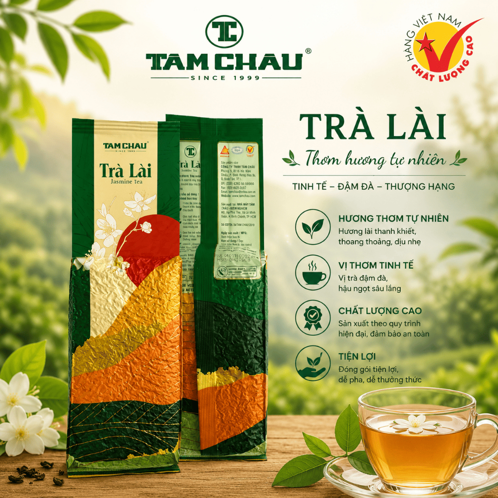 Tâm Châu Trà Lài Cao Cấp Tâm Châu Bao Nhôm Gói 200g Chính Hãng