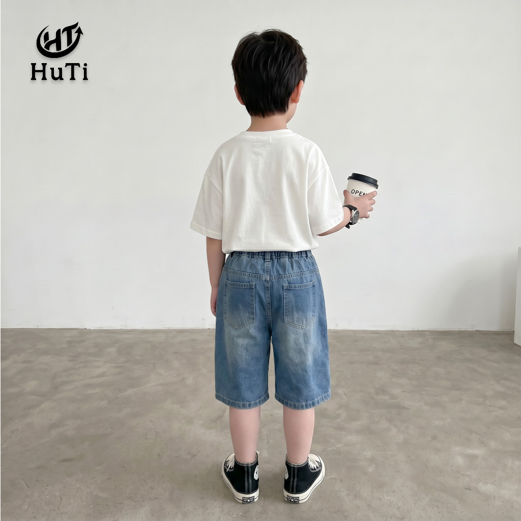 Quần Short Jeans HuTi Kids Cho Bé - Quần Đùi Lửng Thời Trang Cao Cấp Cho Bé Trai Bé Gái (10-38kg)