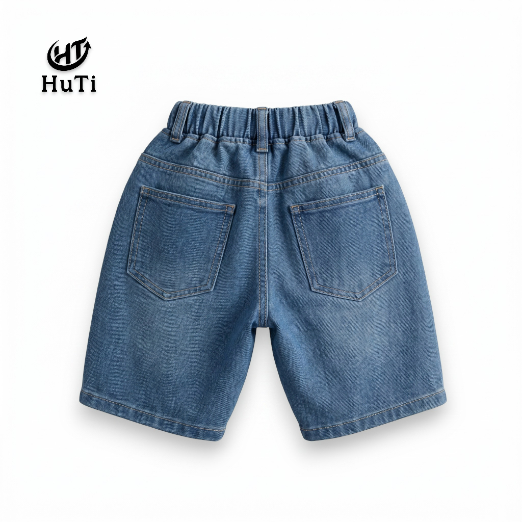 Quần Short Jeans HuTi Kids Cho Bé - Quần Đùi Lửng Thời Trang Cao Cấp Cho Bé Trai Bé Gái (10-38kg)