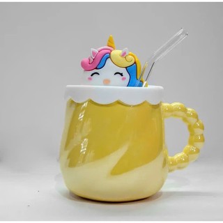 Ly Pony được làm bằng sứ, ly dễ thương 4 màu , tay cầm chắc chắn, có hộp và ông hút A439-3