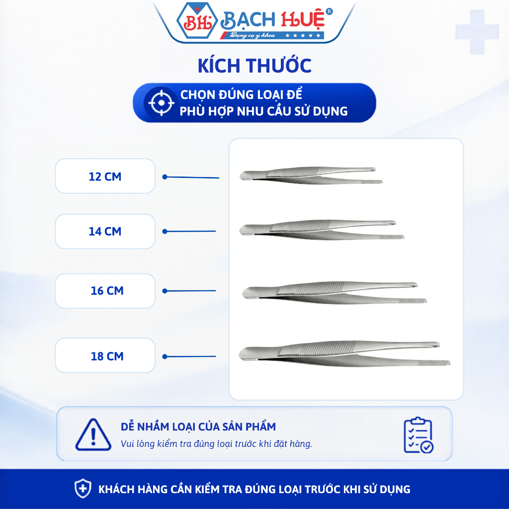 Nhíp Đầu Tù Bằng Thép Đa Năng - Phân Loại Có Mấu & Không Mấu Đủ Size (12cm - 18cm)
