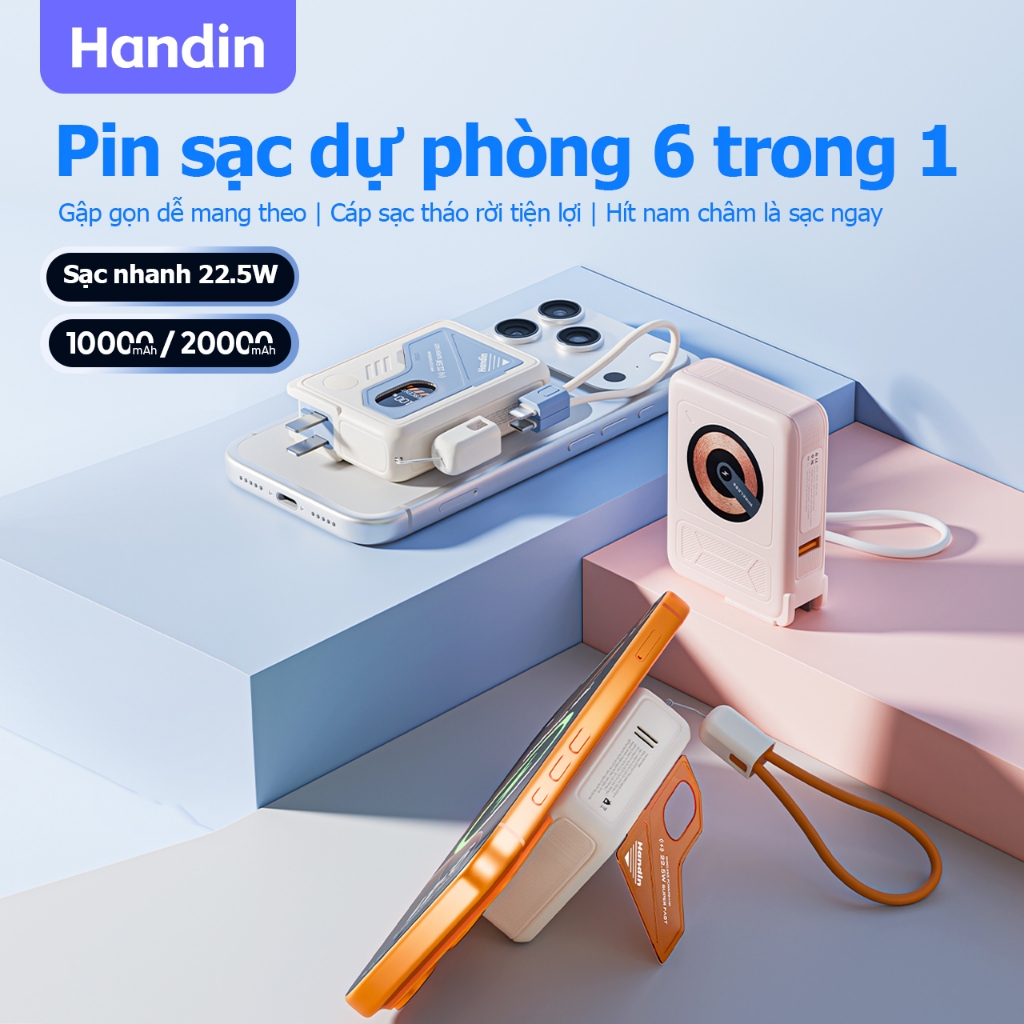 【CCC】Handin Pin sạc dự phòng10000/20000mAh PD20W từ tính Hút từ mạnh Sạc nhanh