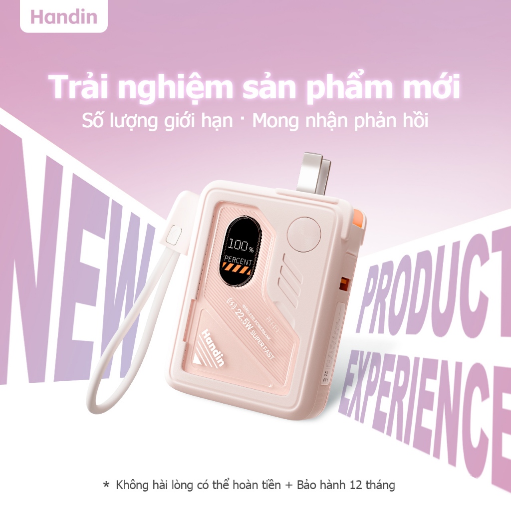 【CCC】Handin Sạc Dự Phòng 10.000/20.000mAh Sạc nhanh Với đèn pin LED và khung
