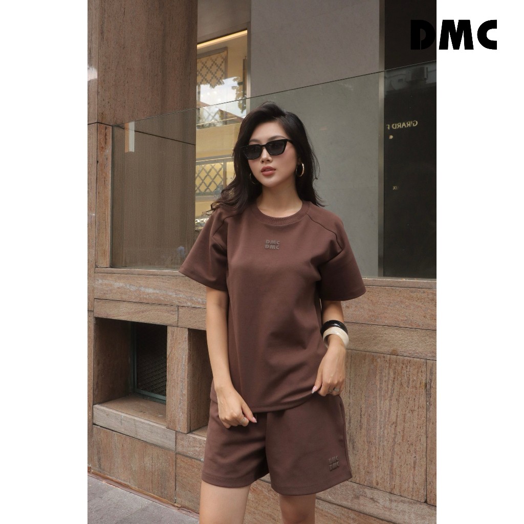 [EC2] Set bộ nữ cổ tròn DMC (Brown DMC Cotton Tshirt And Shorts)