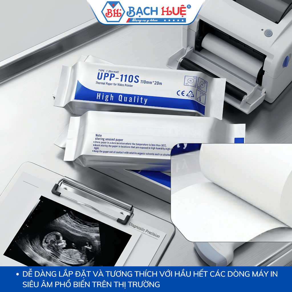 Hộp 10 Cuộn Giấy In Siêu Âm UPP-110S (110mm x 20m) - Giấy In Nhiệt Lưu Trữ Hình Ảnh Sắc Nét
