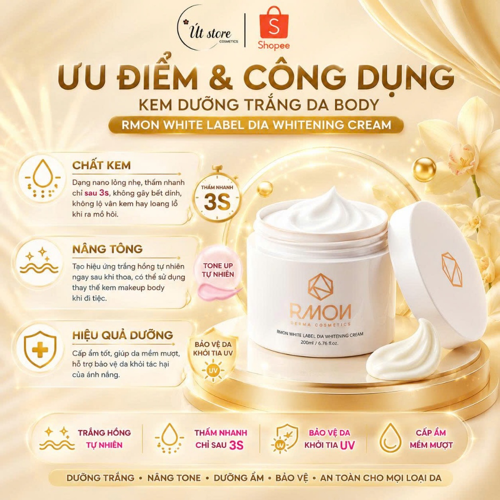 Kem Dưỡng Trắng Da Body Rmon White Label Dia Whitening Cream Hàn Quốc