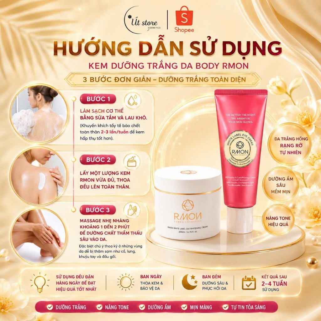 Kem Dưỡng Trắng Da Body Rmon White Label Dia Whitening Cream Hàn Quốc