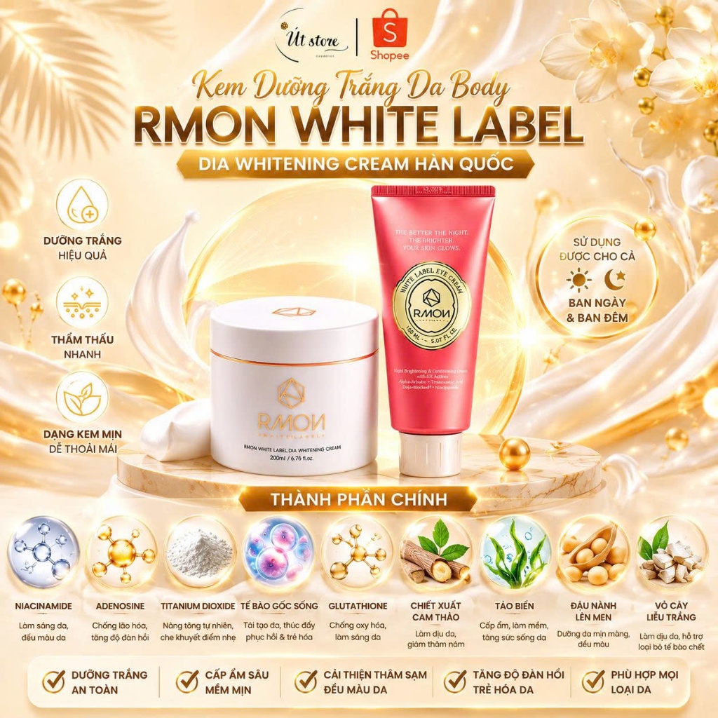 Kem Dưỡng Trắng Da Body Rmon White Label Dia Whitening Cream Hàn Quốc