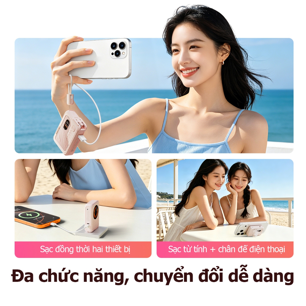 【CCC】Handin Sạc Dự Phòng 10.000/20.000mAh Sạc nhanh Với đèn pin LED và khung