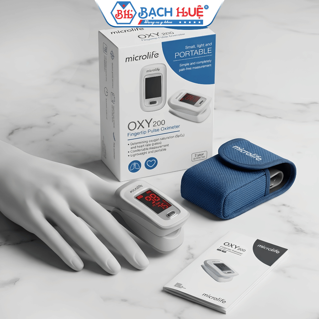 Máy Đo Nồng Độ Oxy Microlife OXY 200 - Thiết Bị Kẹp Tay Theo Dõi Oxy, Nhịp Tim Nhanh Chóng