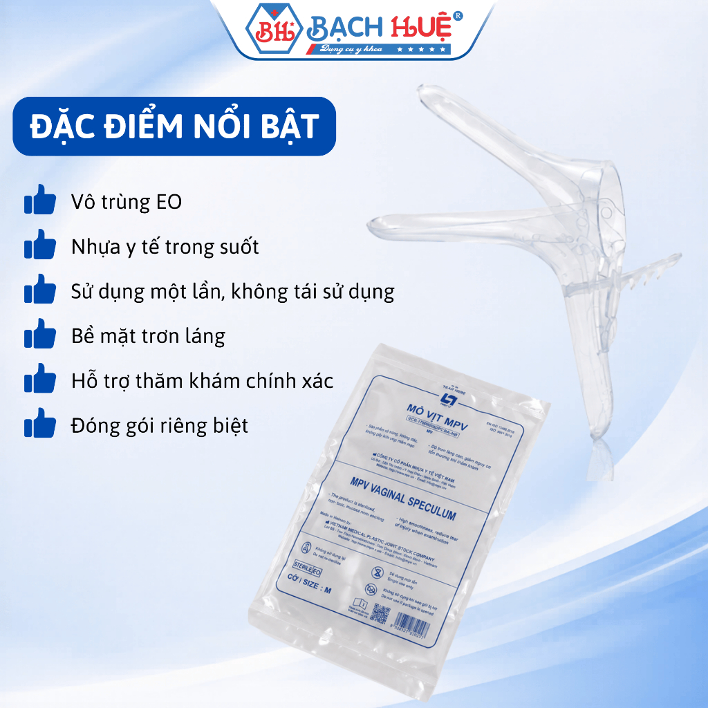 Bịch 50 Mỏ Vịt Nhựa Khám Phụ Khoa MPV Cao Cấp  – Dụng Cụ Mỏ Vịt Khám Phụ Khoa Vô Trùng Dùng 1 Lần