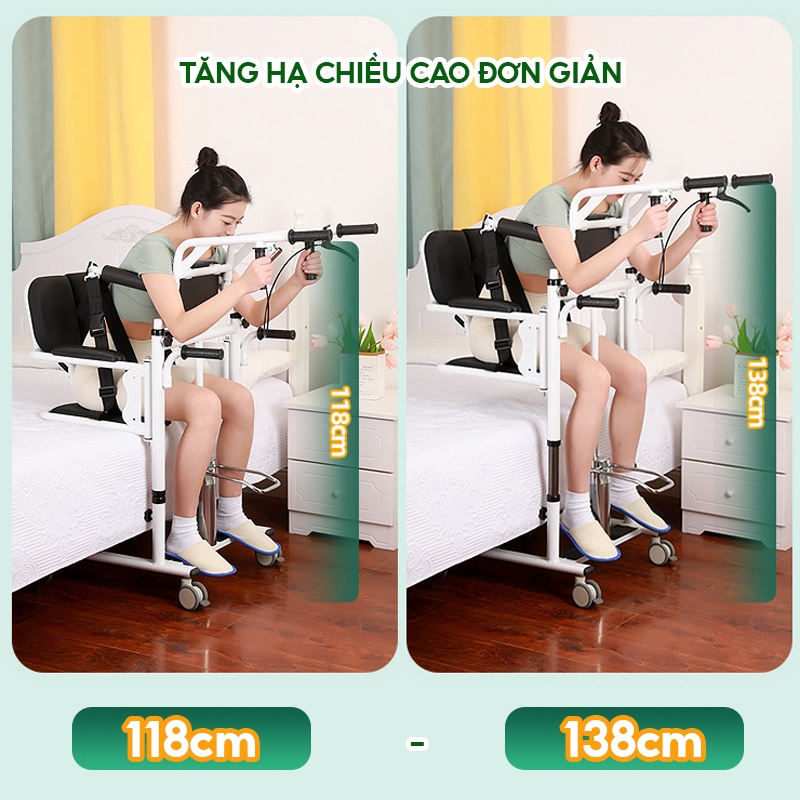 Ghế Nâng Hạ chuyển bệnh nhân Đi Vệ Sinh, Tắm Rửa Tại Nhà - Hỗ Trợ Người Tai Biến, Liệt, Người Già Không Cần Bế Đỡ