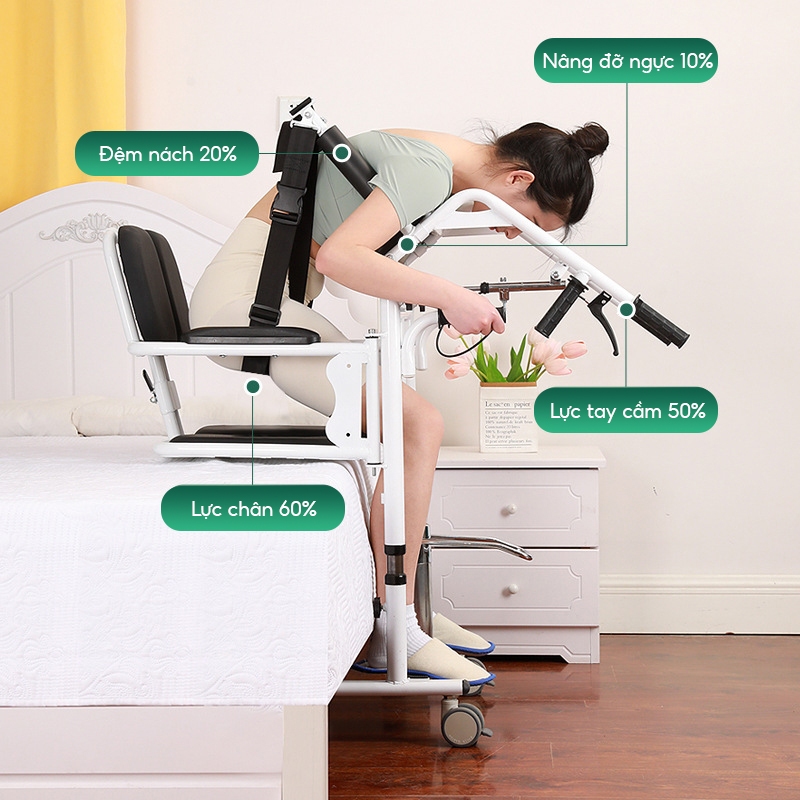 Ghế Nâng Hạ chuyển bệnh nhân Đi Vệ Sinh, Tắm Rửa Tại Nhà - Hỗ Trợ Người Tai Biến, Liệt, Người Già Không Cần Bế Đỡ