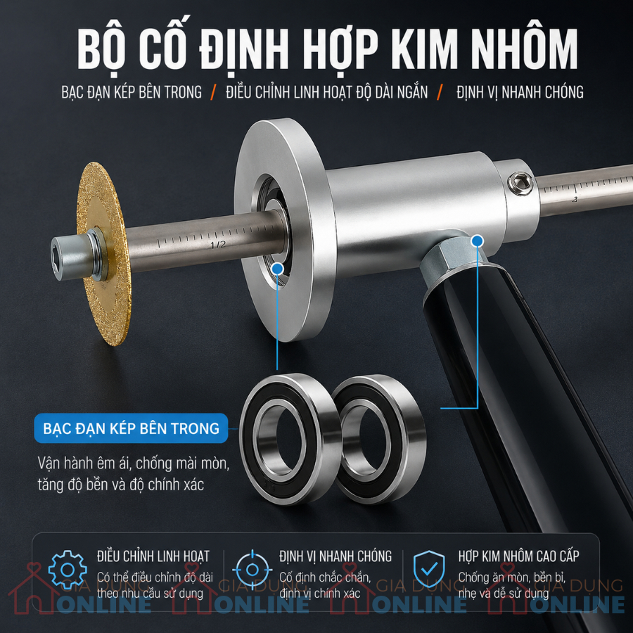 Đầu cắt ống nhựa PVC trong góc khuất gắn máy khoan vít, lưỡi tròn, có tay cầm, chuôi lục giác