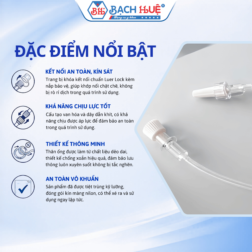 Bịch 50 Sợi Dây Nối Bơm Tiêm Điện 140cm Chuẩn Y Tế (Có Bán Lẻ) - Không Chứa DEHP An Toàn