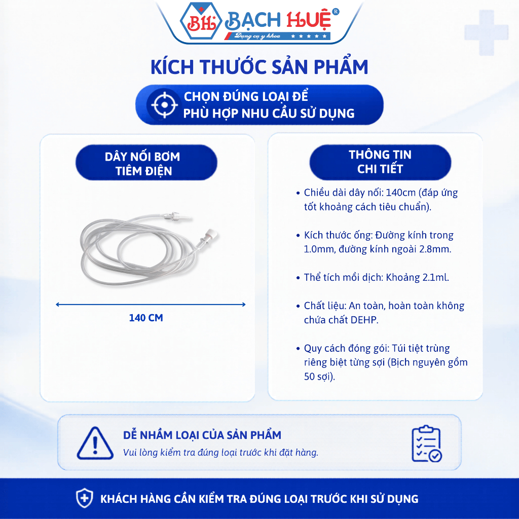 Bịch 50 Sợi Dây Nối Bơm Tiêm Điện 140cm Chuẩn Y Tế (Có Bán Lẻ) - Không Chứa DEHP An Toàn