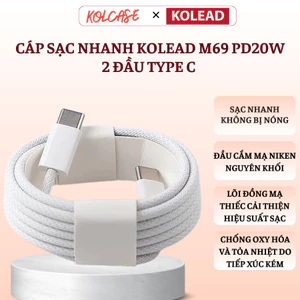 Cáp Sạc Nhanh KOLEAD M69 PD20W – Dây Bện Nylon Chắc Chắn, Đầu Type-C Hợp Kim Cao Cấp