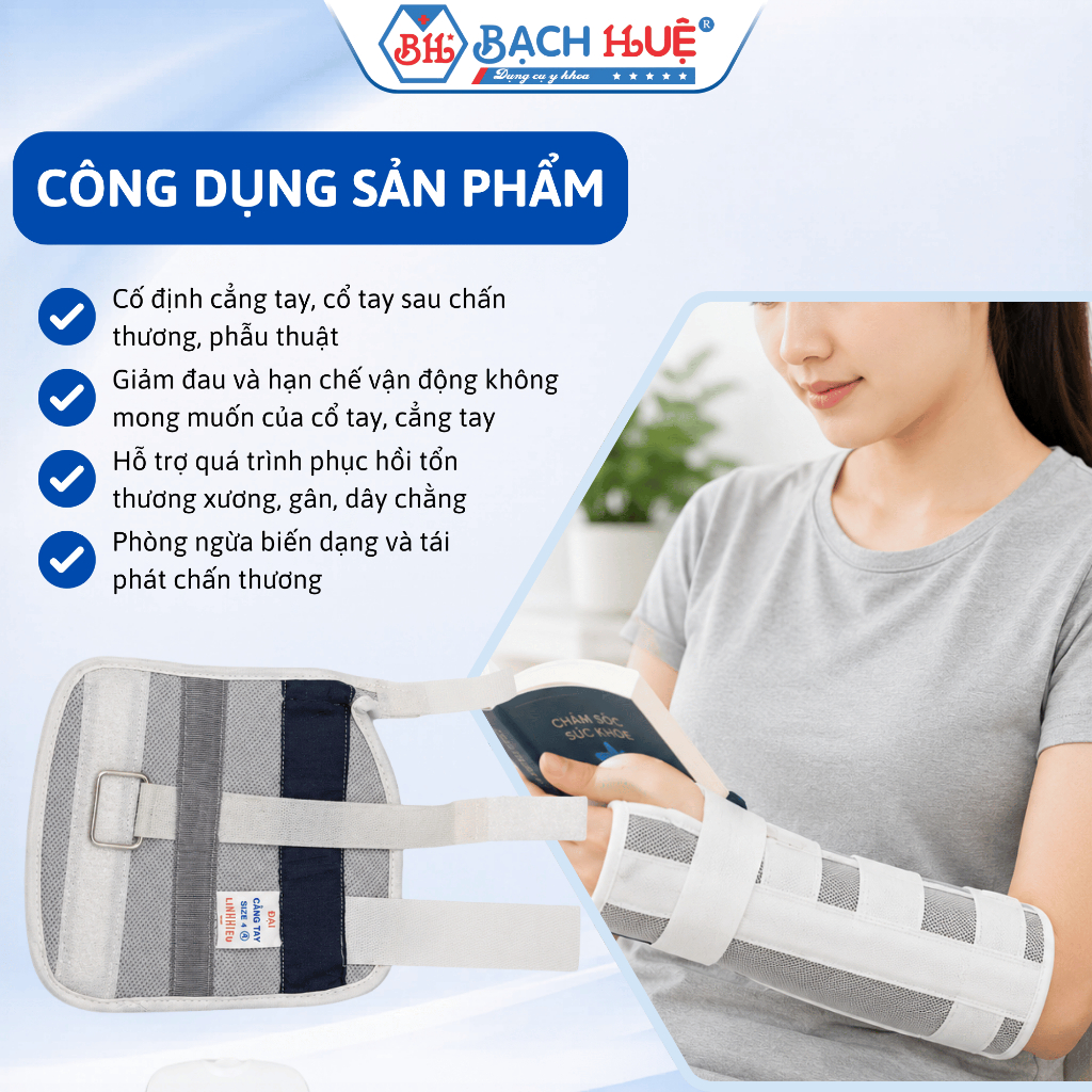 Nẹp Cẳng Tay Linh Hiếu Trái/Phải Cố Định Cổ Tay Sau Chấn Thương Phẫu Thuật Nhiều Size