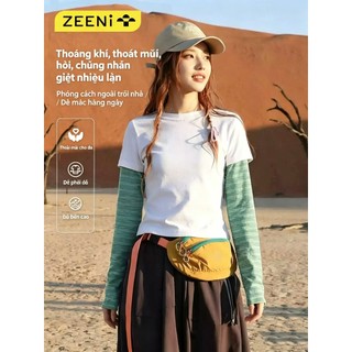 ZEENi Áo thun dài tay thoáng khí, thấm hút mồ hôi, kiểu dáng nhiều lớp, áo thể thao/leo núi nhanh khô dành cho nữ.