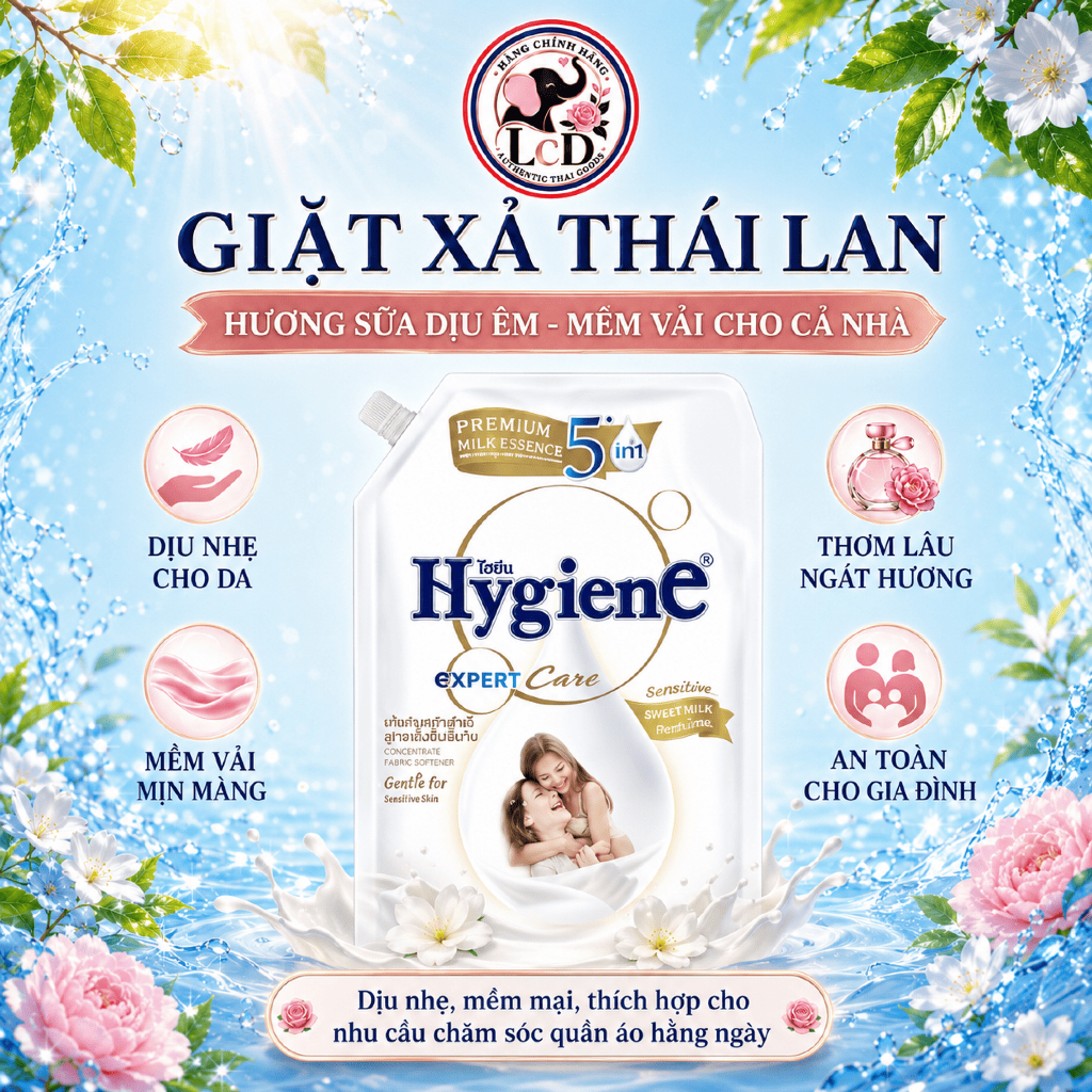 [NỘI ĐỊA THÁI] Nước Xả Hygiene Expert Care 1000ml, Lưu Hương Lâu, Làm Mềm Vải, Khử Mùi Hiệu Quả, Đủ Loại - LCD STORE