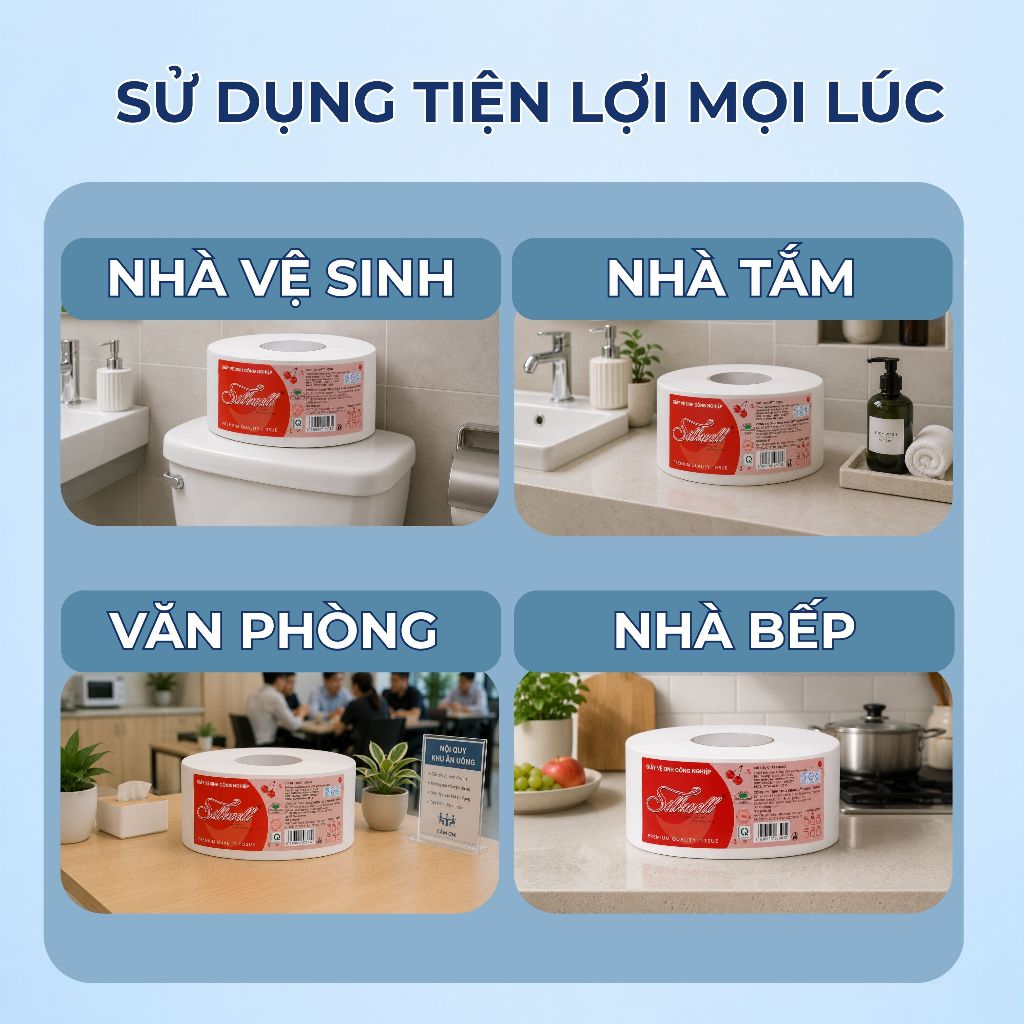 [HỎA TỐC 5 CUỘN] Giấy Vệ Sinh Công Nghiệp Silkwell, Giấy Vệ Sinh 700g/2 Lớp - Mềm Mịn Tan Trong Nước