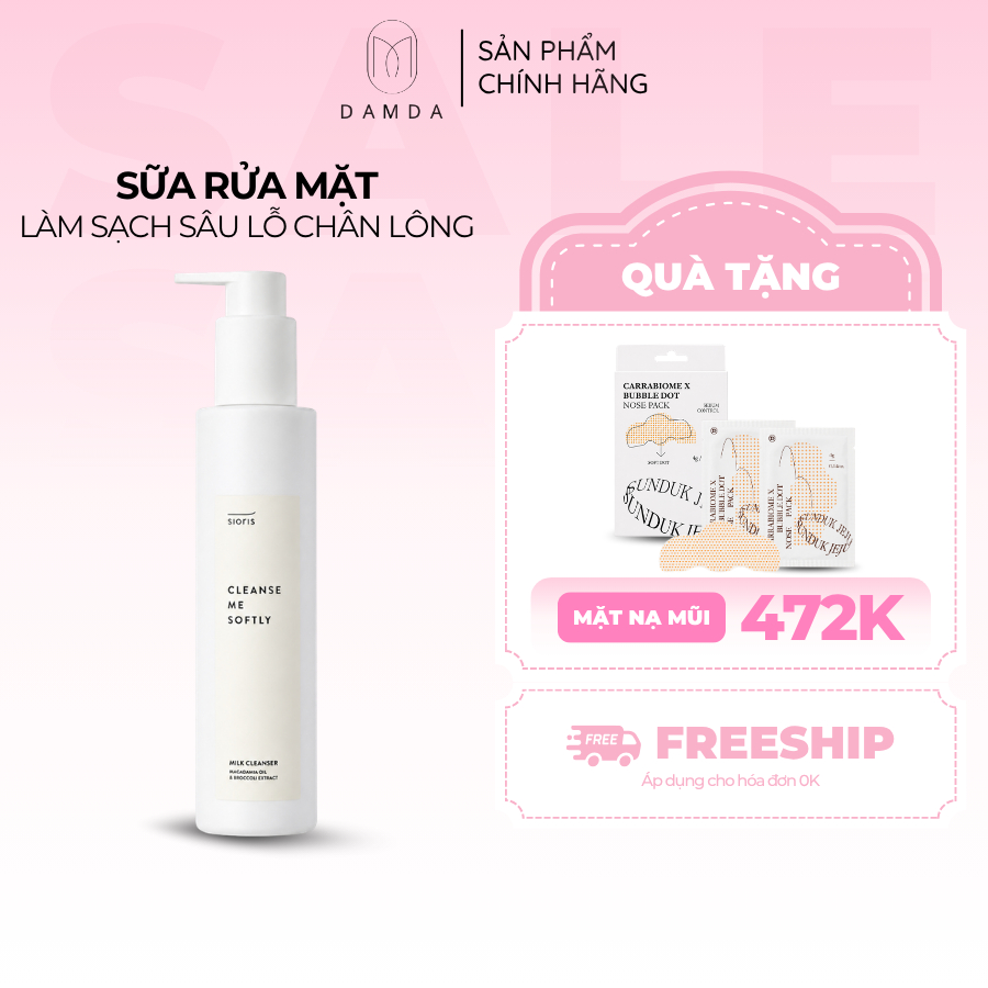 Sữa rửa mặt làm sạch sâu lỗ chân lông SIORIS CLEANSE ME SOFTLY MILK CLEANSER 200ml | DAMDAVN