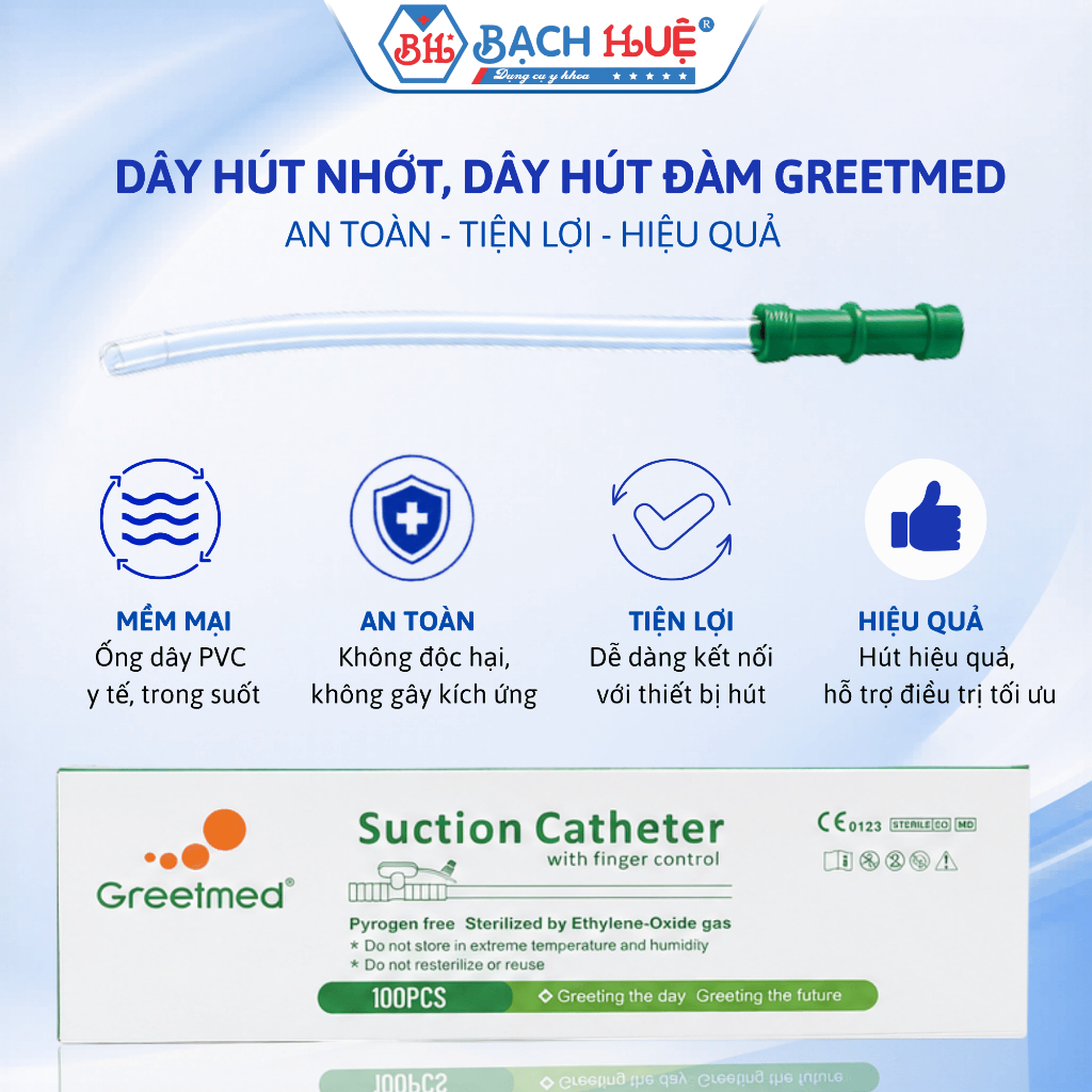 Combo 50 sợi và 100 Sợi Dây Hút Nhớt Đàm GreetMed – Ống Hút Dịch Đàm Có Khóa Và Không Khóa Đủ Size