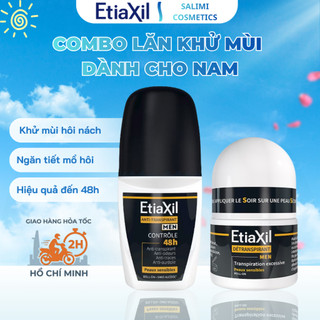 Combo Lăn Khử Mùi Hàng Ngày Men 50ml và Lăn khử mùi mồ hôi dành cho nam giới Etiaxil Men 15ml