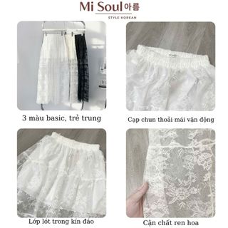 Chân Váy Ren Hoa Nữ Dáng Dài Maxi MiSoul Cạp Chun Có Lớp Lót Trong Mềm Mại BigSize, Váy Họa Tiết Ren 437