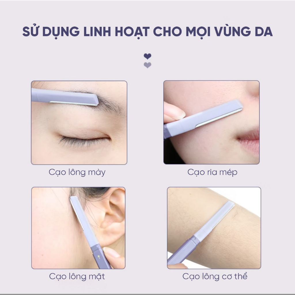 Dao cạo lông mày hai đầu Amortals dao tỉa lông mày tiện lợi không gỉ an toàn cho da Mỹ Phẩm
