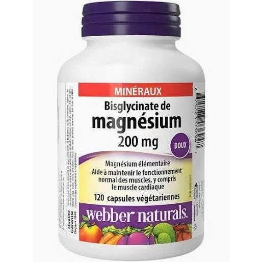 Viên Uống Bổ Sung Magie Webber Naturals Magnesium Bisglycinate 200mg 120 Capsules