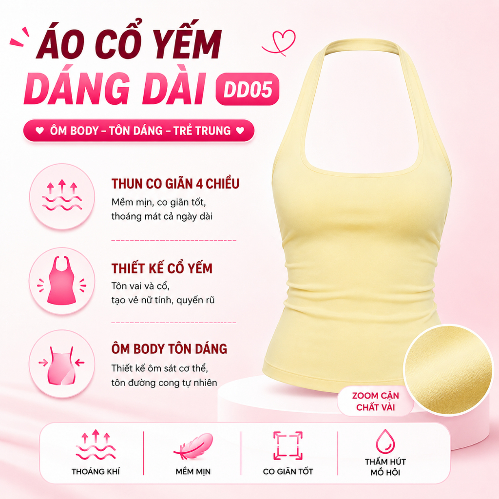 [KO MÚT/CÓ MÚT] Áo Thun Nữ Ôm Body CỔ YẾM TRƠN DÁNG DÀI Chất BORIP LỤA DD05, Co Giãn, Mềm Mịn BAINE | BigBuy360 - bigbuy360.vn